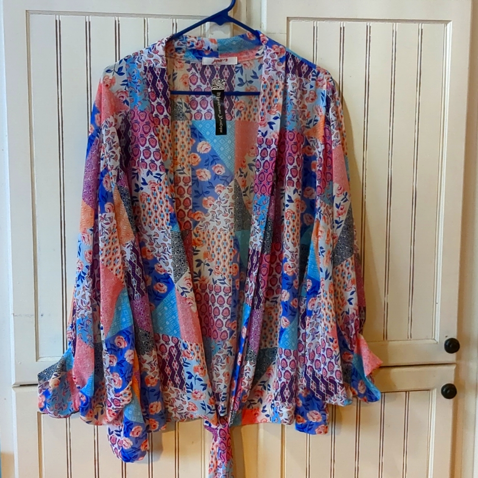Sheer Patchwork Patterned Blouse Top